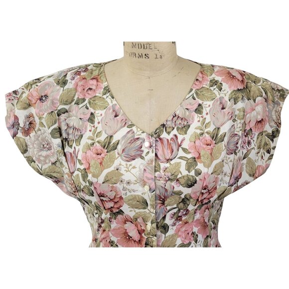 Vintage Garden Party Cottagecore Romantic Floral Dress - Picture 4 of 8